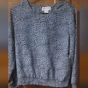Draper's & Damon's Blue And Brown Animal Print Blouse Petite Small